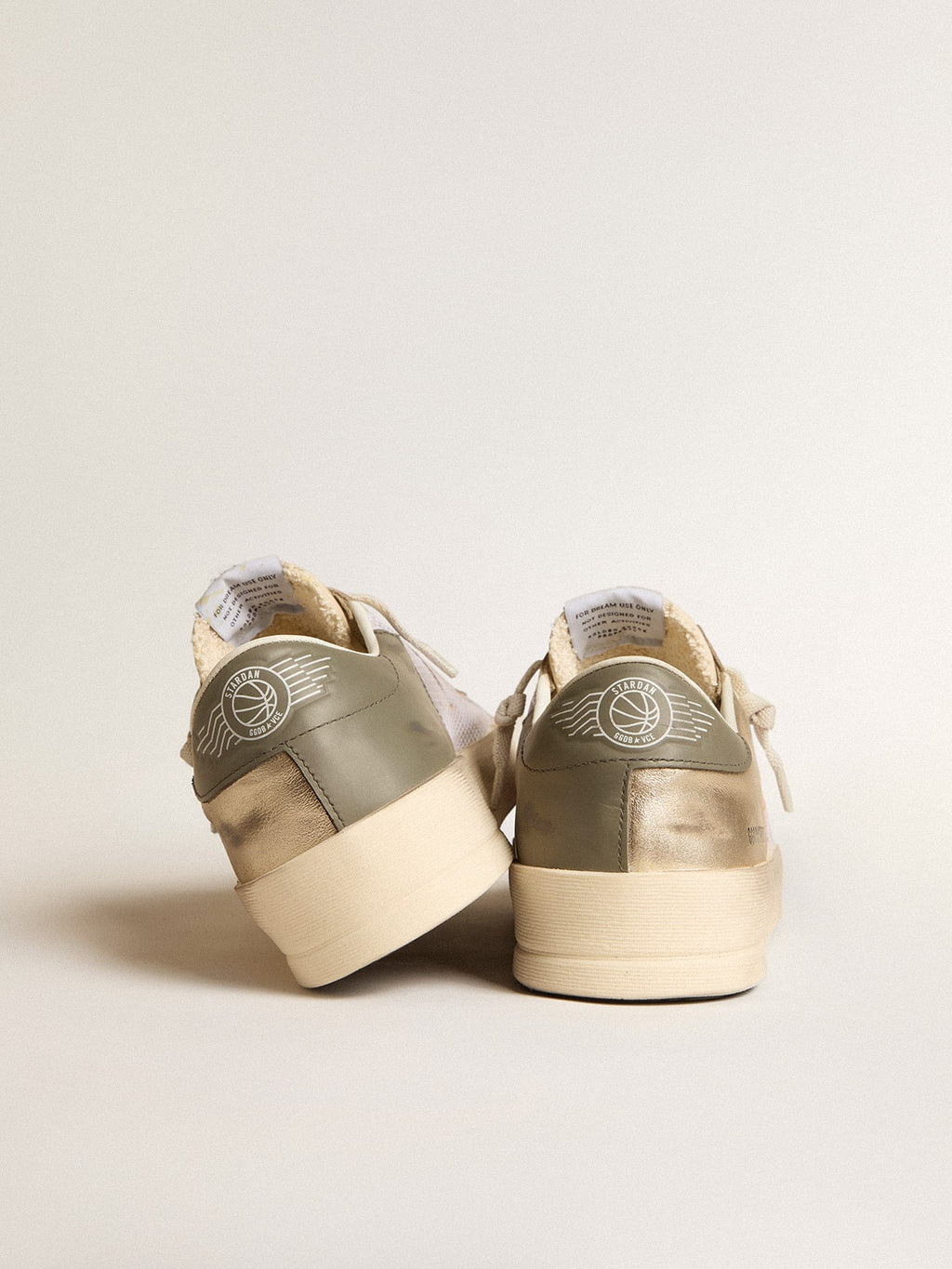 Stardan in white mesh with orange star and platinum leather inserts| Golden Goose