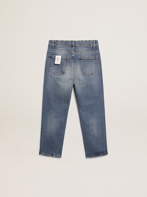 Boys' stretch jeans in blue denim| Golden Goose