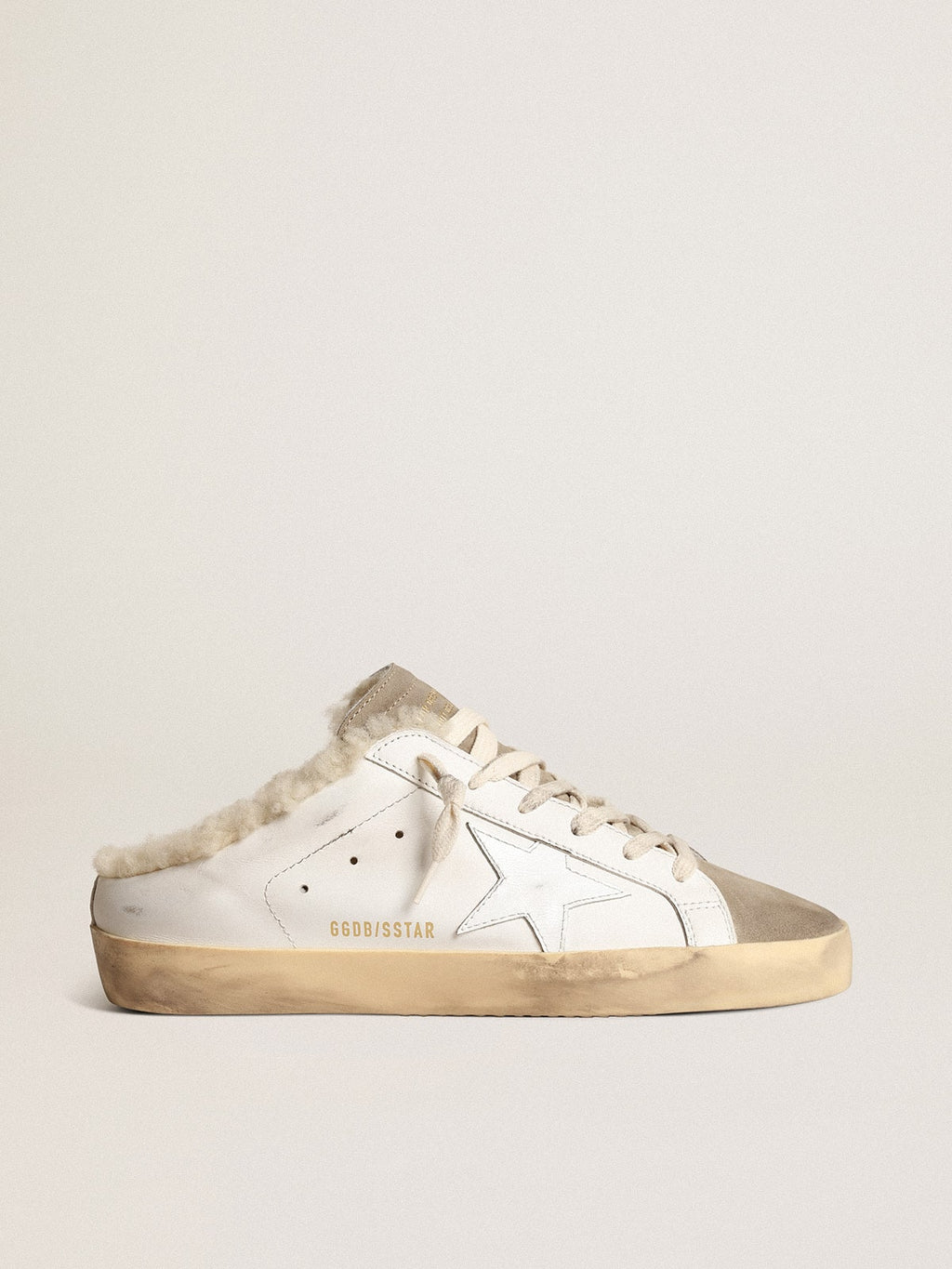 Super-Star Sabots with white leather star and shearling lining| Golden Goose