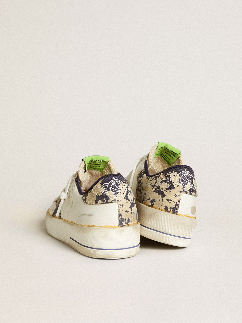 Women's Stardan LAB in white leather with a camouflage star and heel tab| Golden Goose