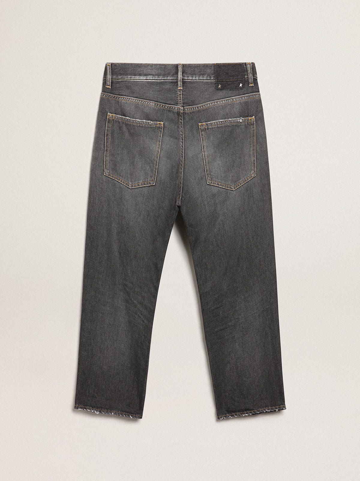 Black mid-wash slim-fit jeans| Golden Goose