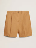 Men's Bermuda shorts in beige cotton| Golden Goose