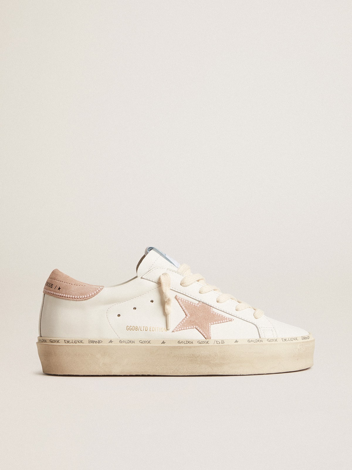 Women's Hi Star LTD with old rose suede star and heel tab with pearls| Golden Goose