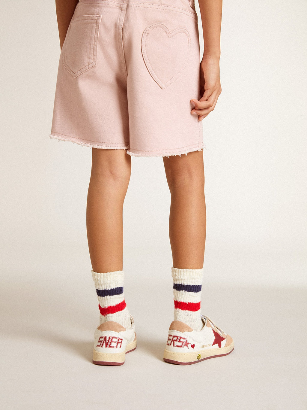 Ball Star Young in nappa with nappa star and pink suede heel tab| Golden Goose