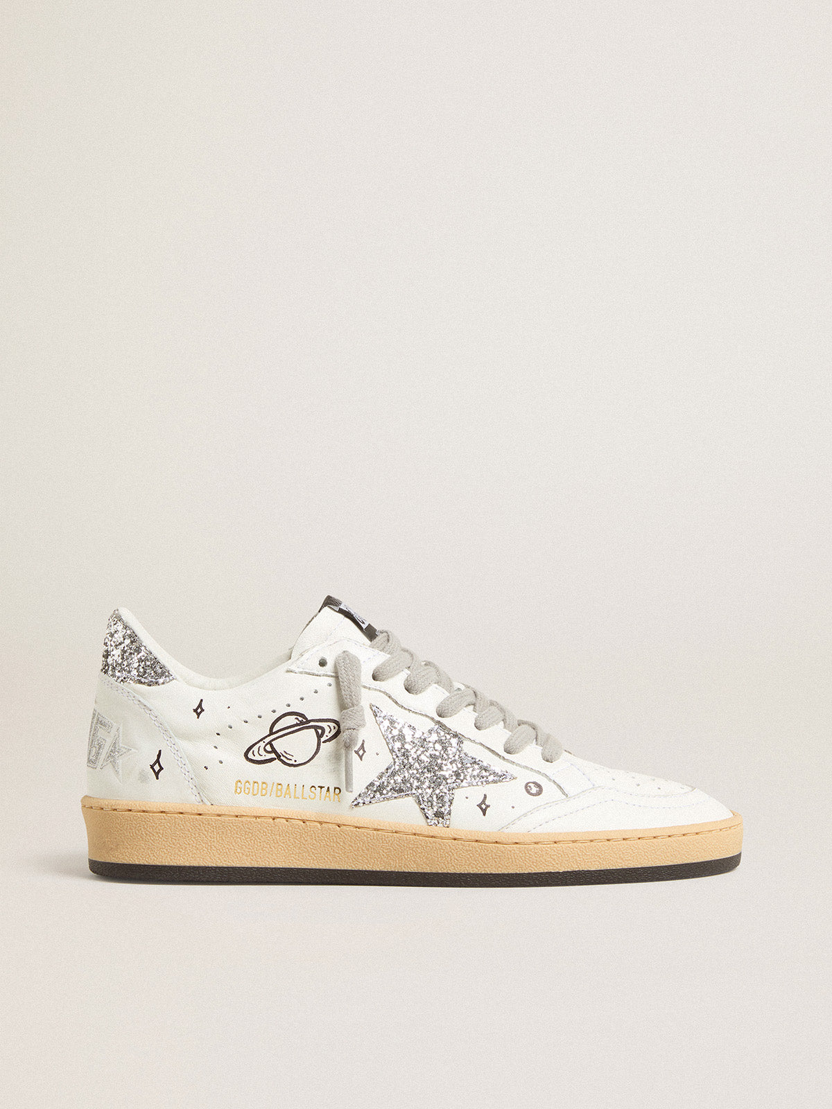 Men's Ball Star Wishes in nappa leather with glitter star and heel tab| Golden Goose