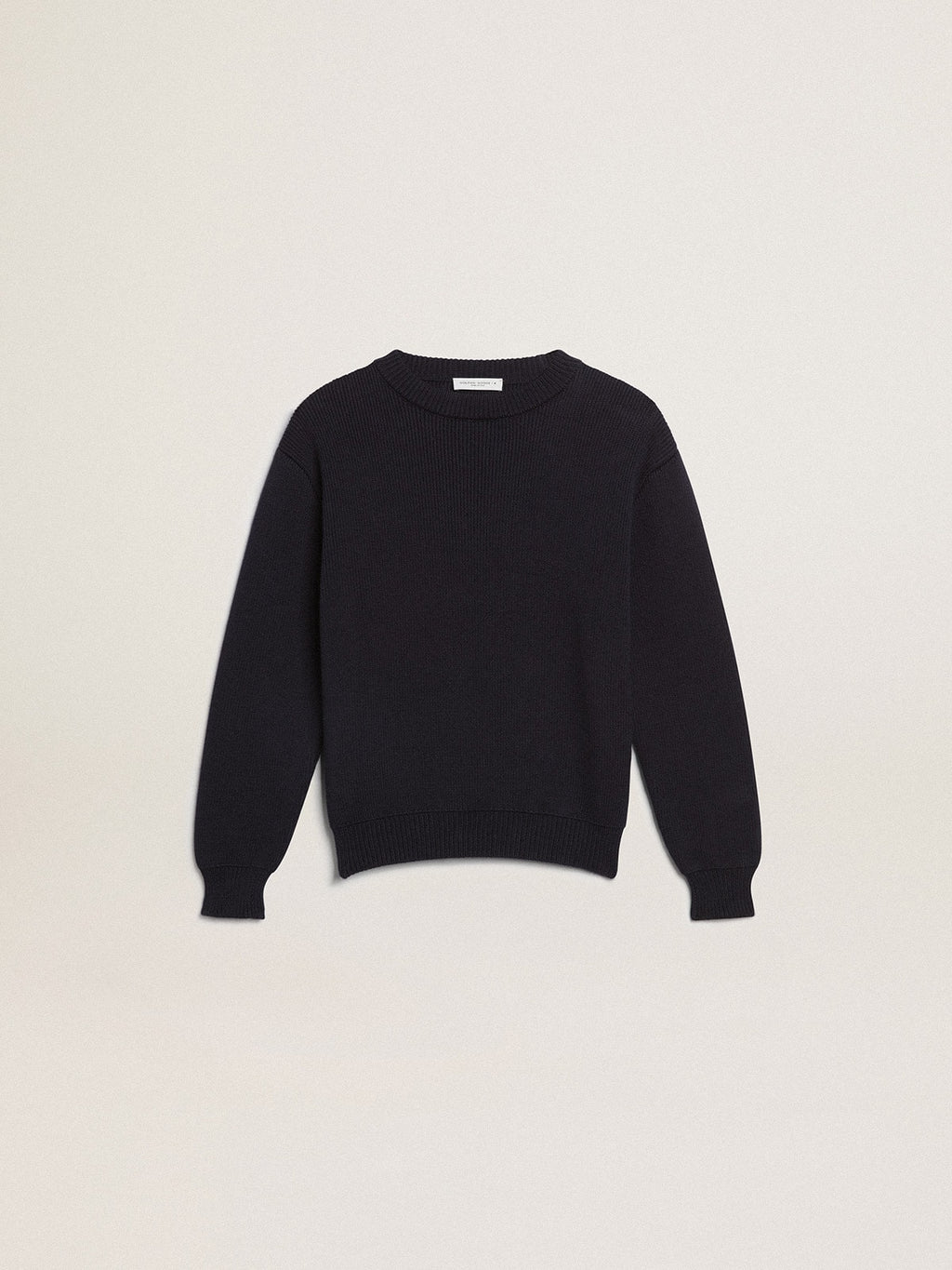 Round-neck sweater in dark blue cotton| Golden Goose