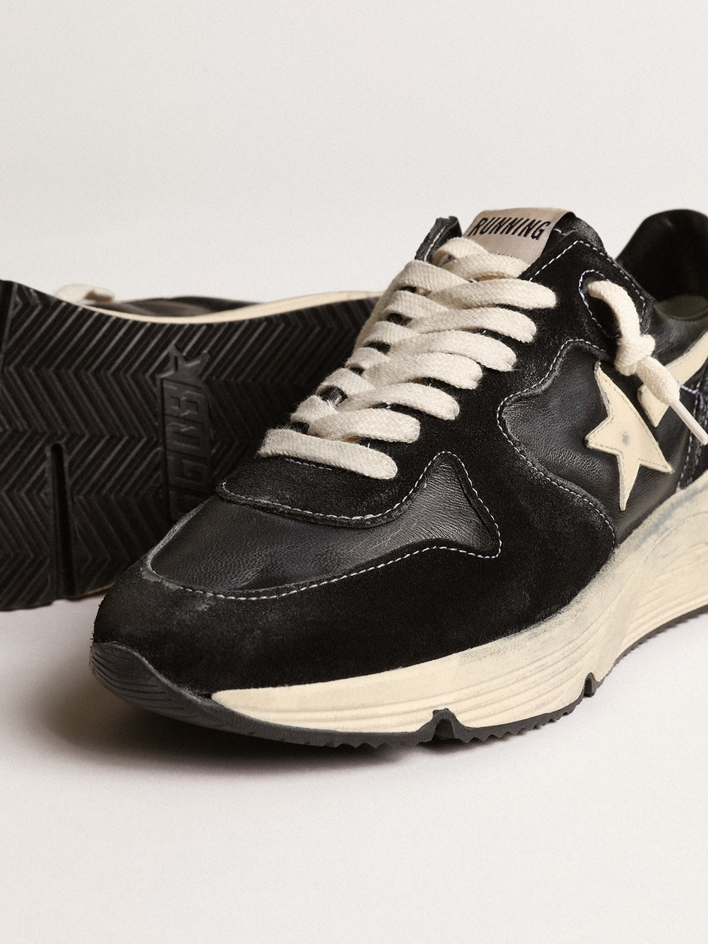 Women's Running Sole in black nappa and suede| Golden Goose