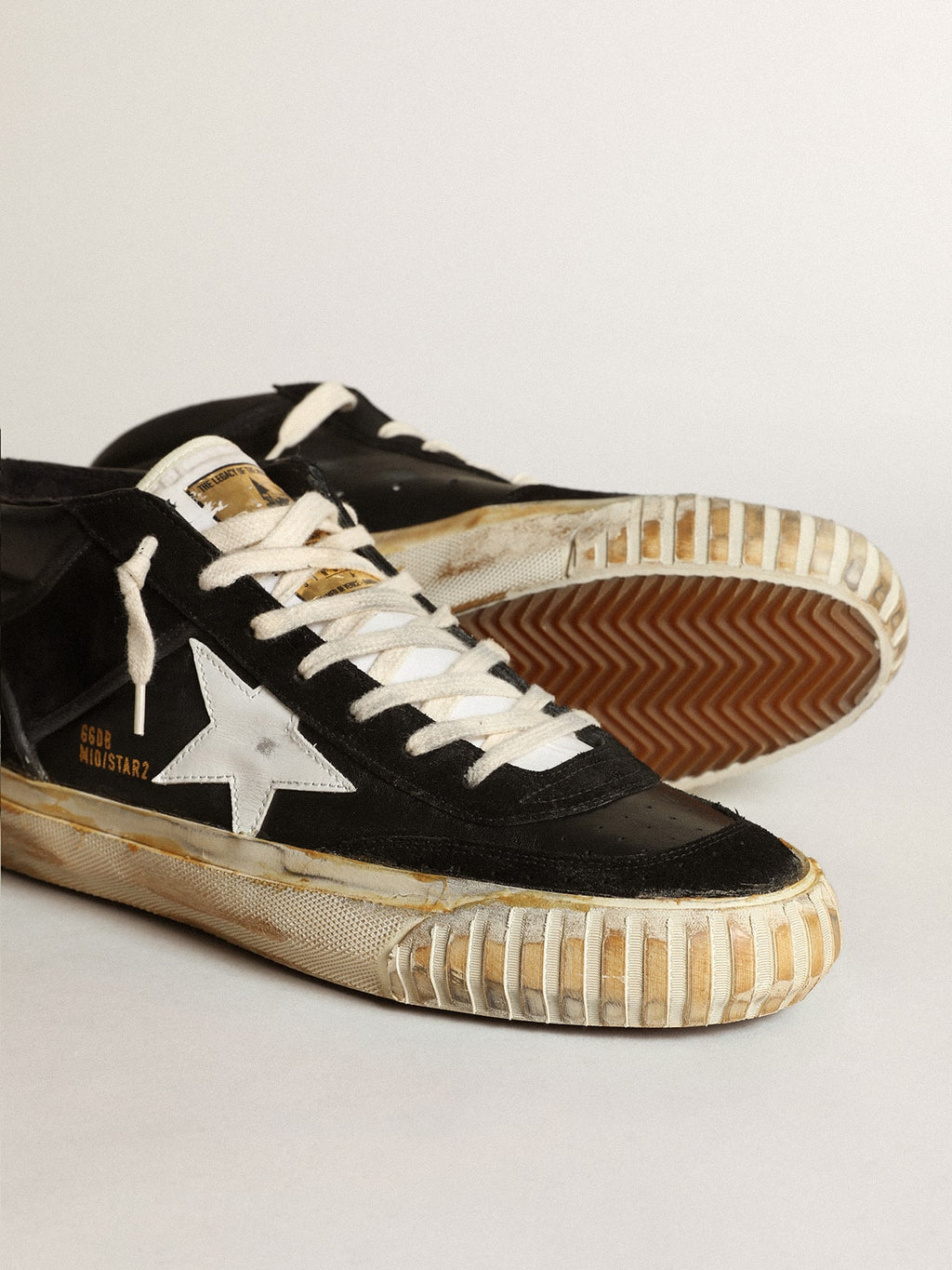 Men's Mid Star in black nappa and suede with white leather star| Golden Goose