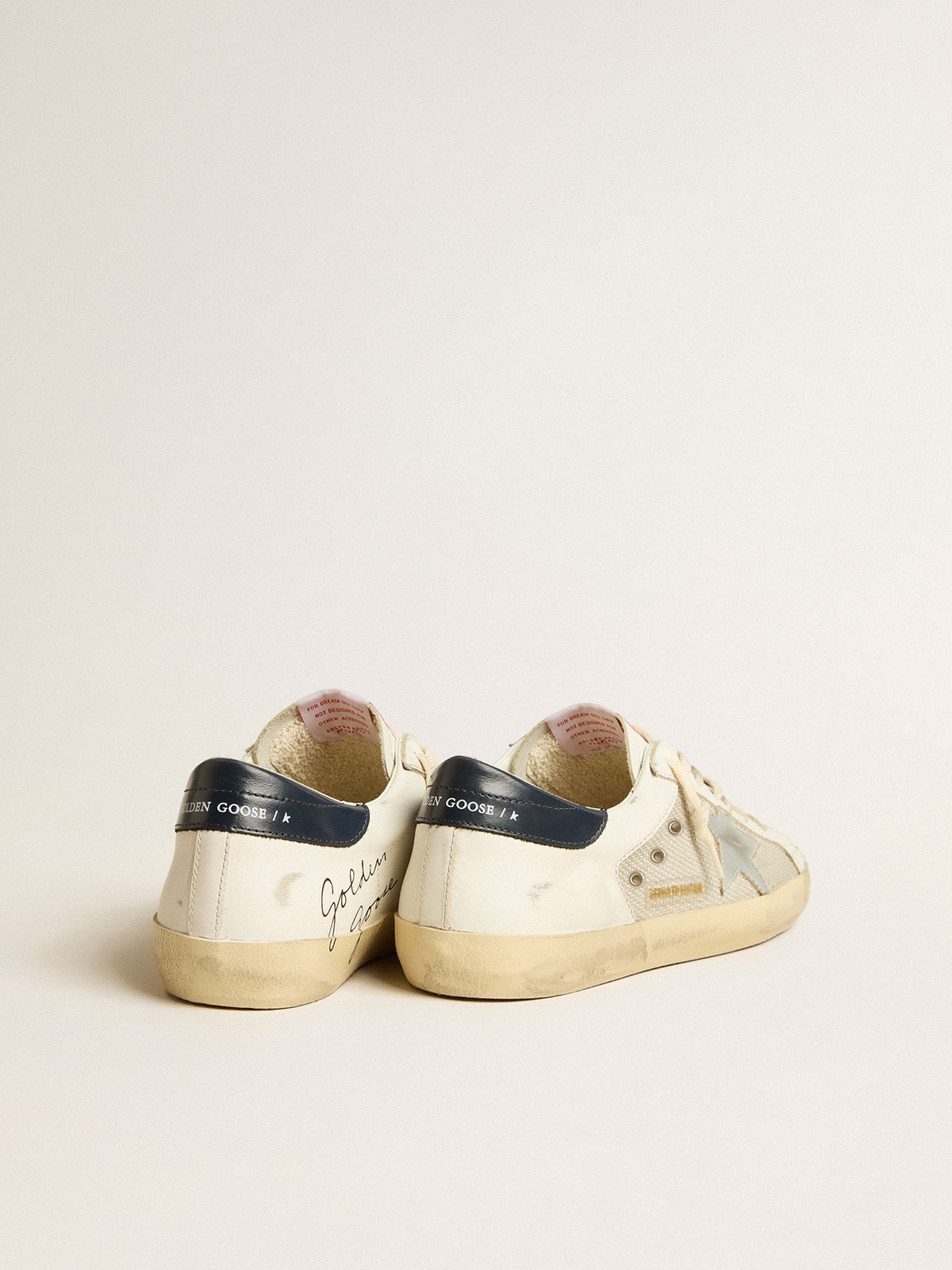 Men's Super-Star LTD in mesh and leather with silver star and blue heel tab| Golden Goose