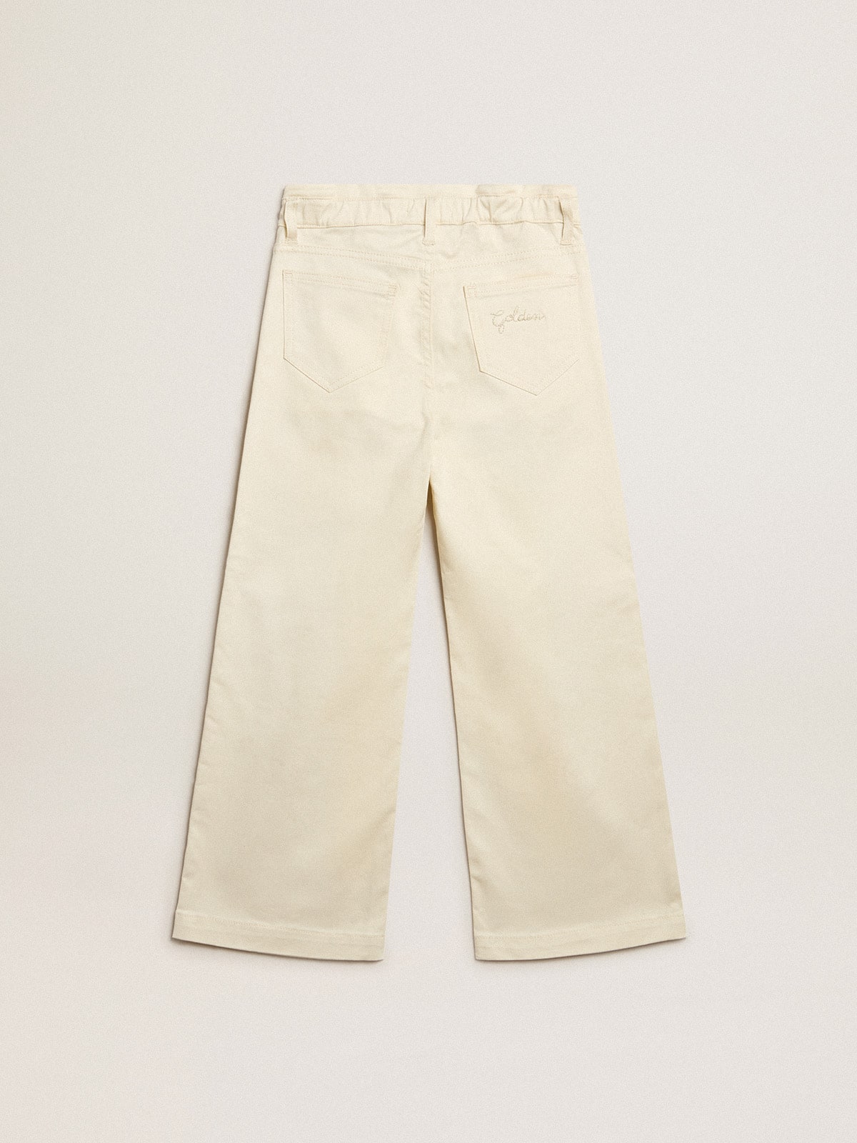 Girls' cotton pants in aged white| Golden Goose