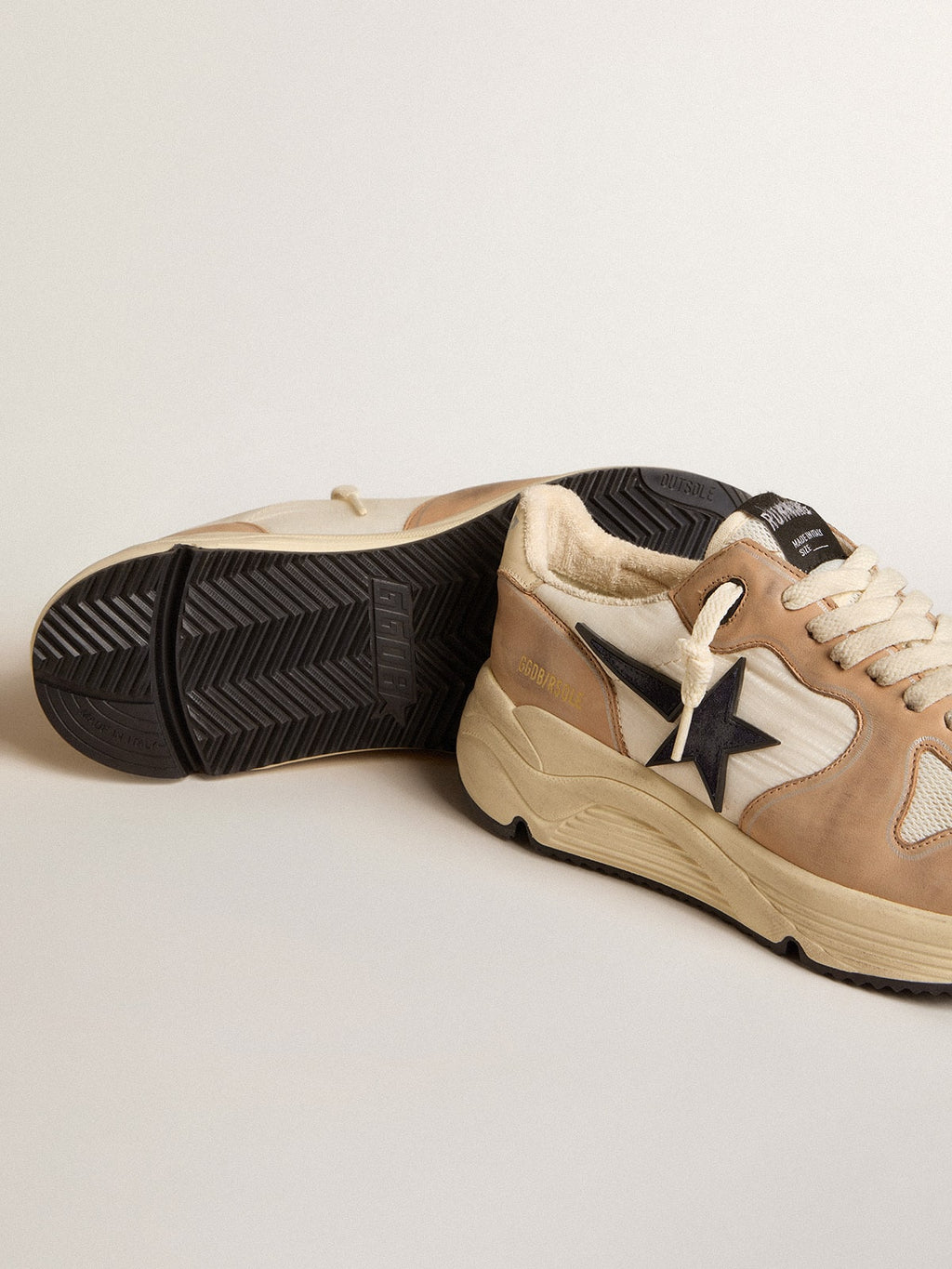 Running Sole in nylon and nubuck with dark blue suede star| Golden Goose