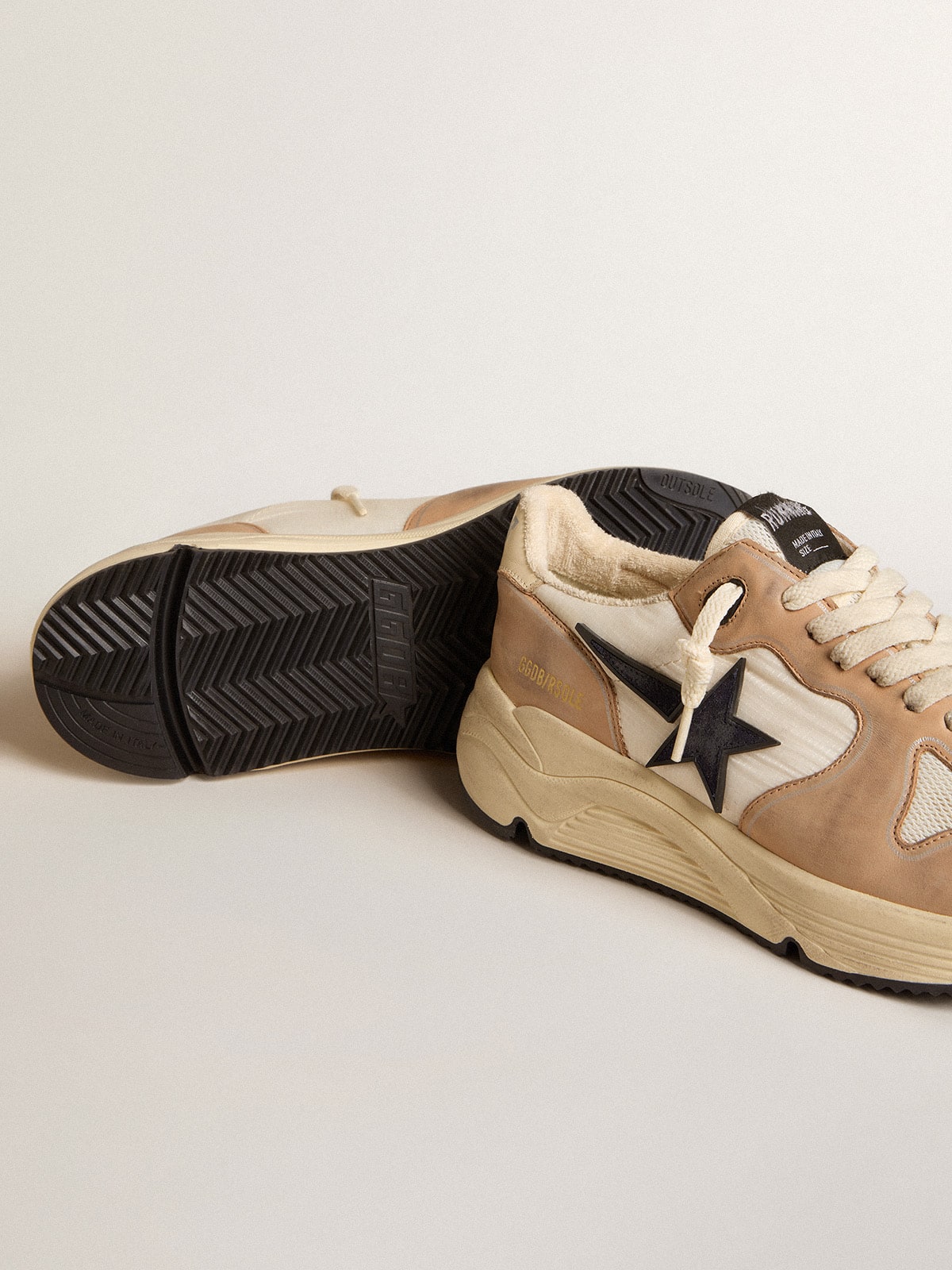 Running Sole in nylon and nubuck with dark blue suede star| Golden Goose