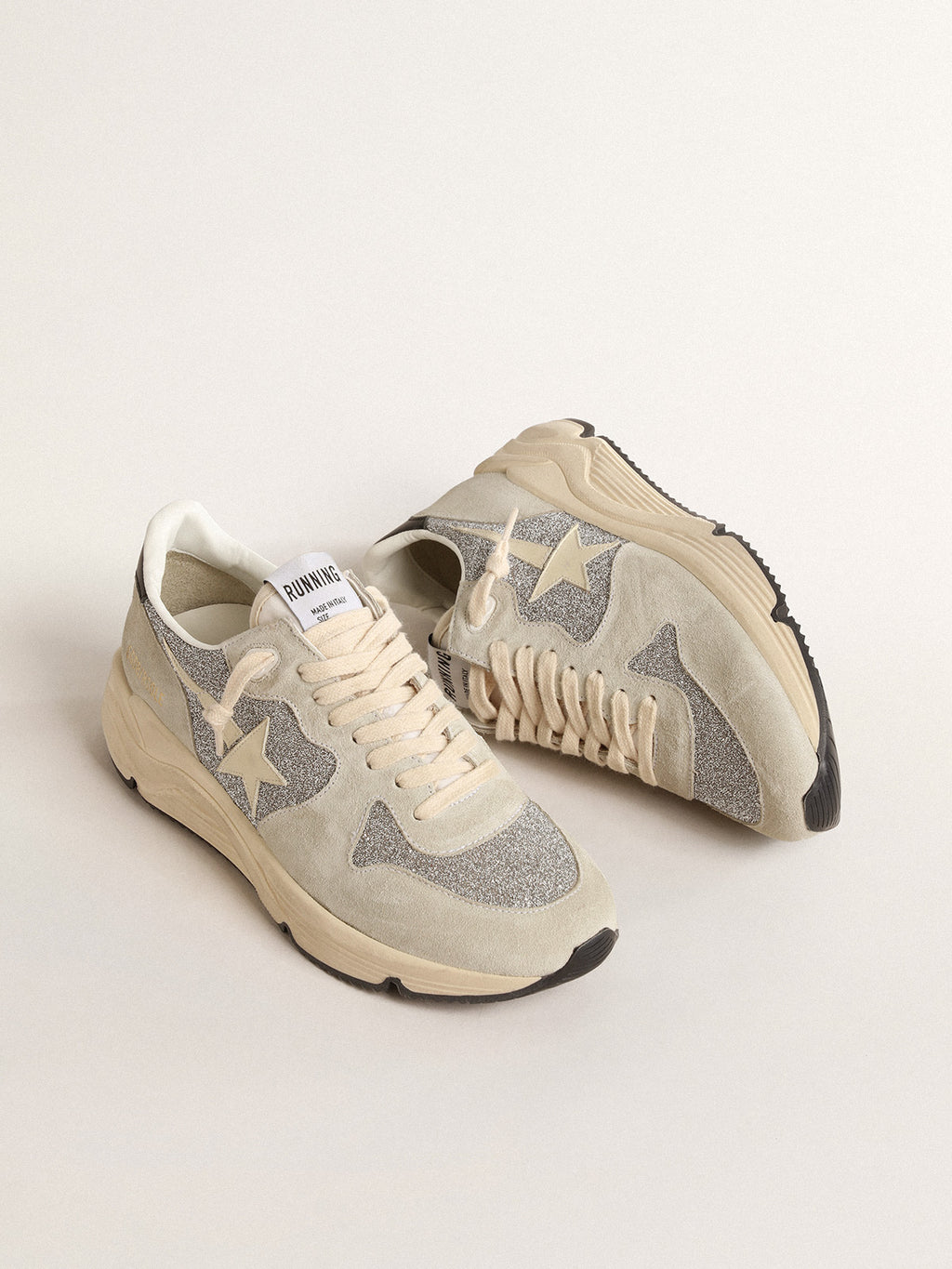 Running Sole in Swarovski crystals and suede with ivory star| Golden Goose