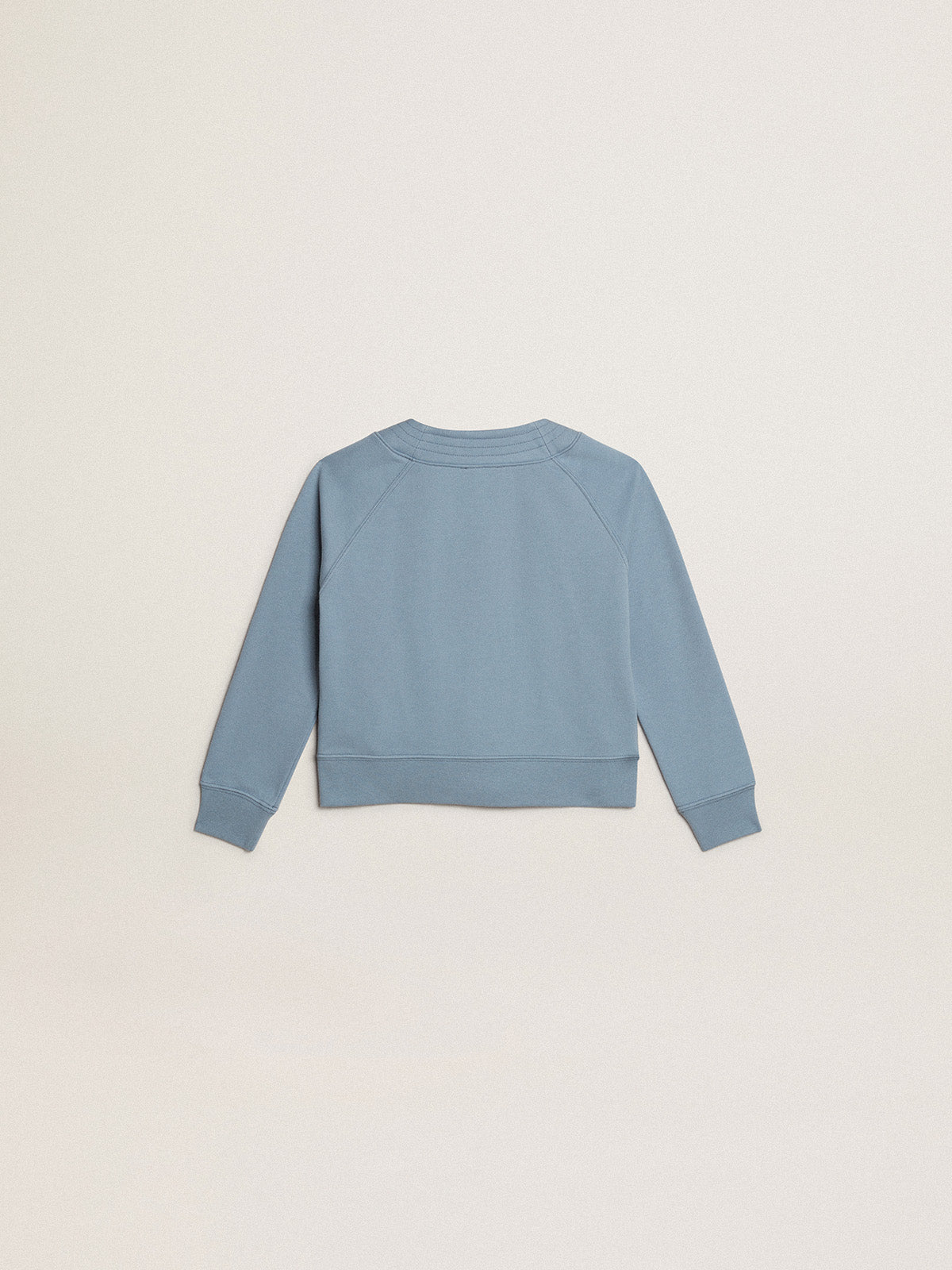 Girls' light blue cotton cardigan with beaded lettering| Golden Goose