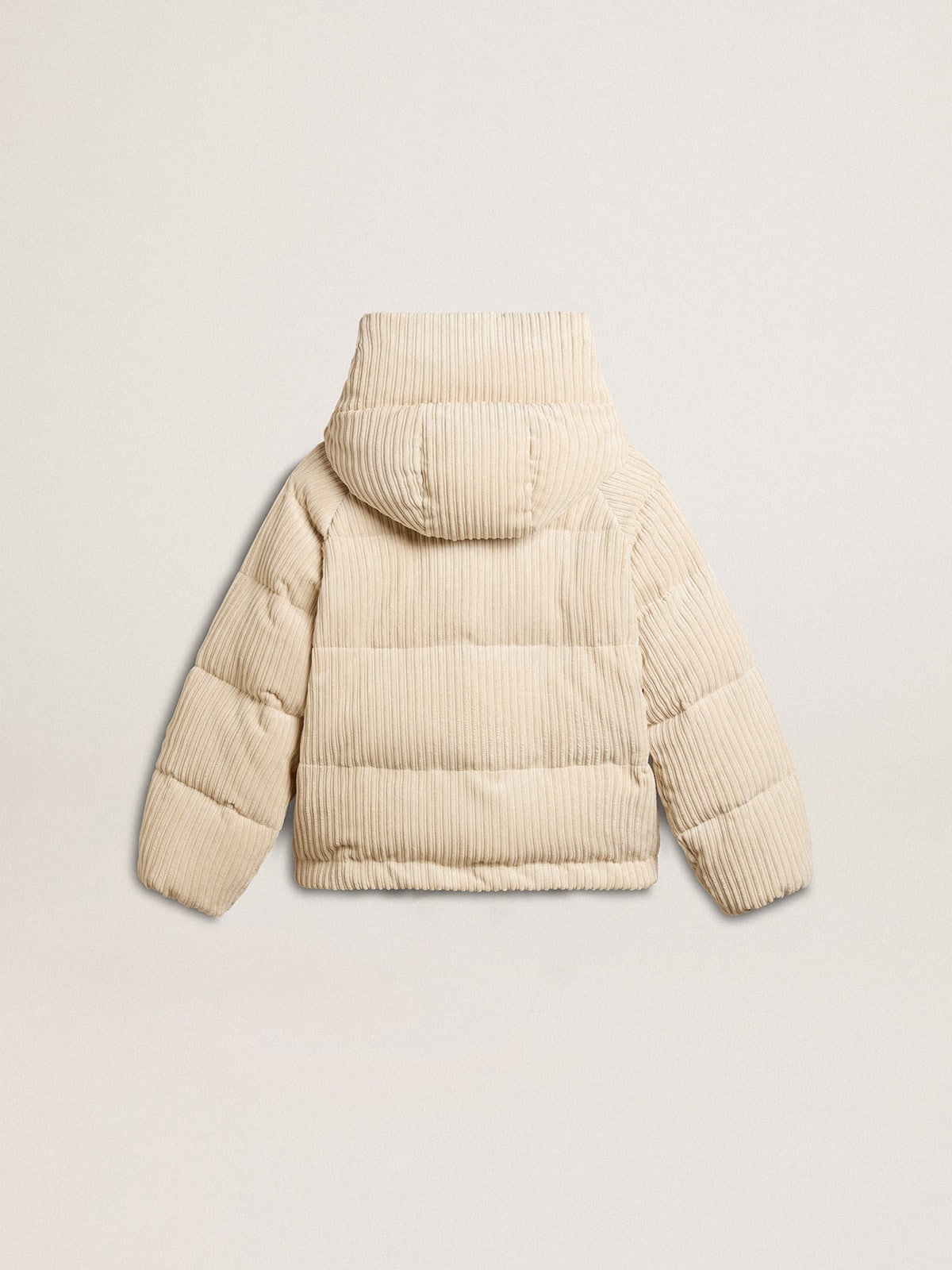Padded ecodown jacket with zip fastening and hood