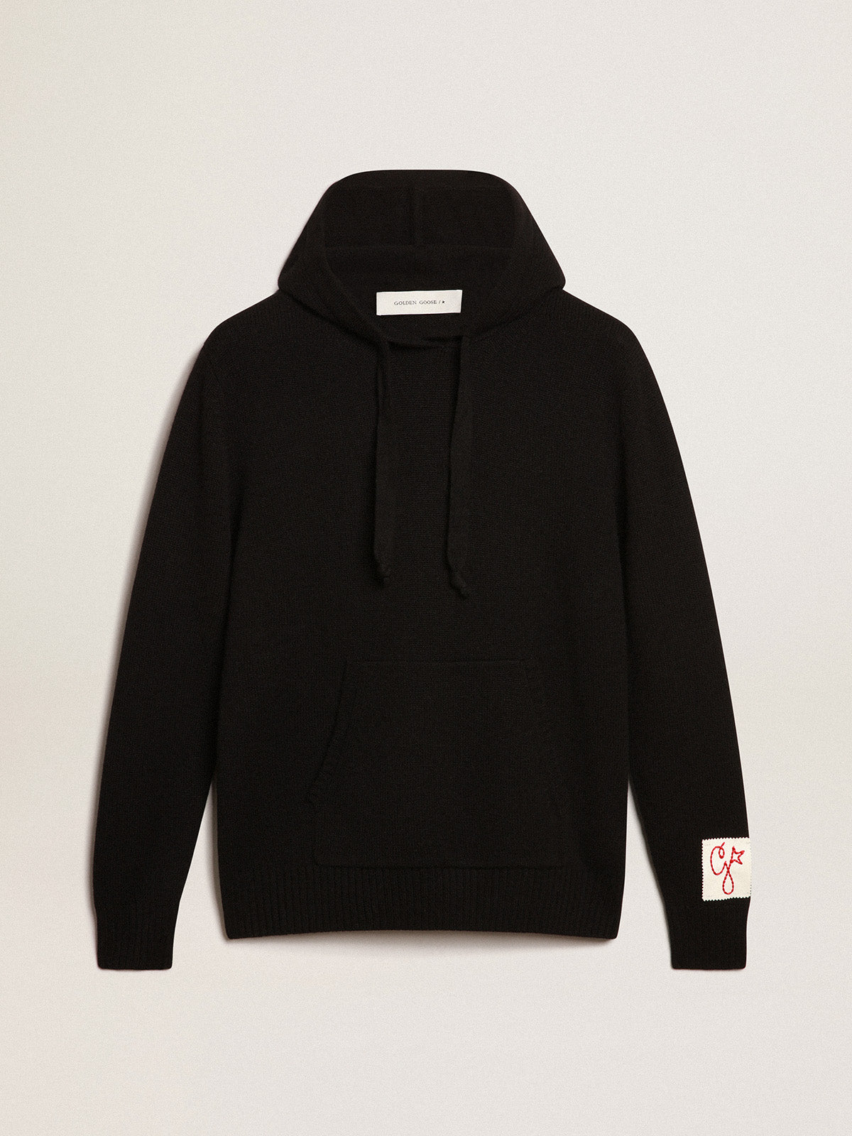 Women's black cashmere blend sweatshirt with hood| Golden Goose