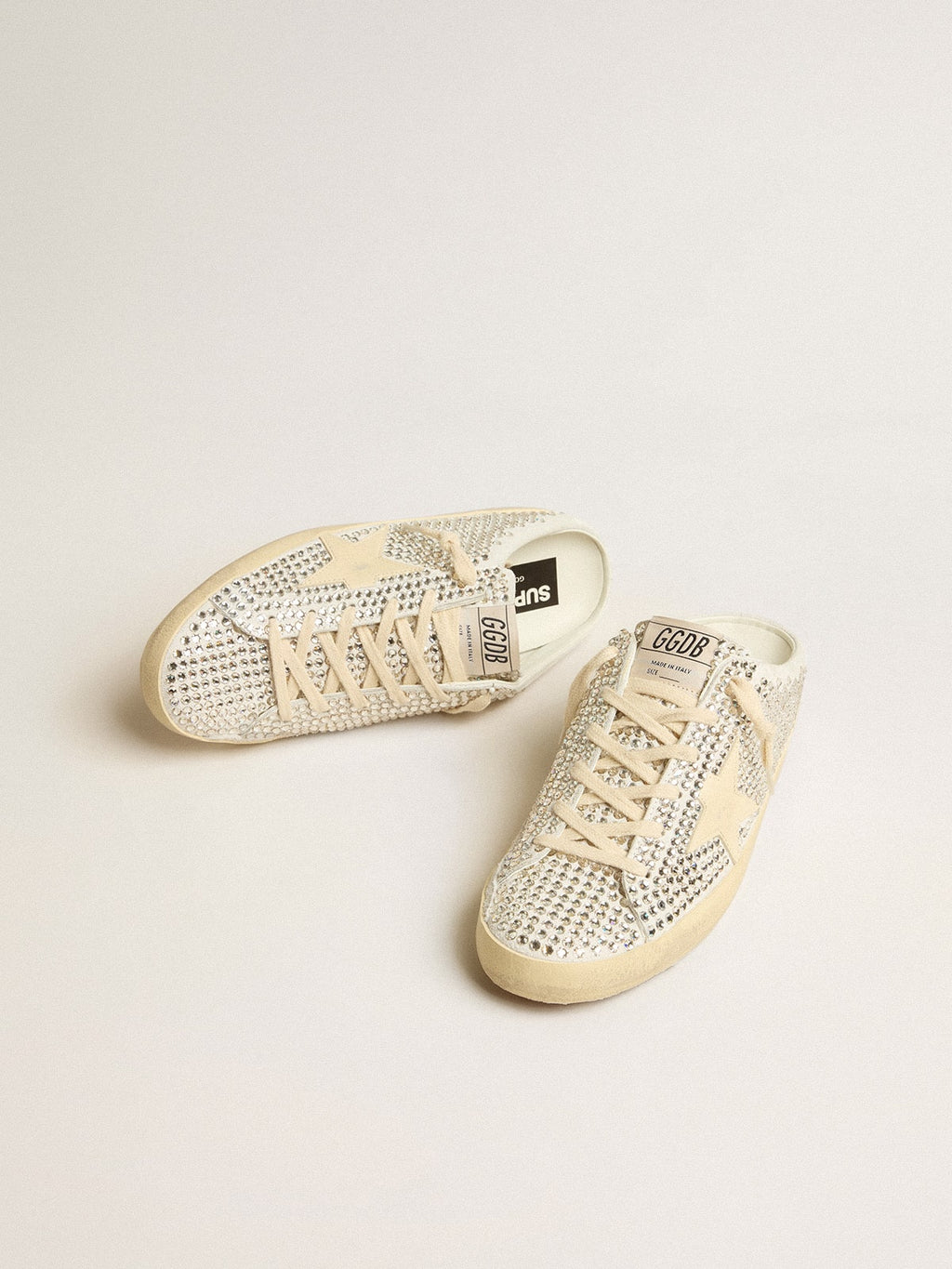 Women's Super-Star Sabots LTD in Swarovski crystals with white leather star| Golden Goose