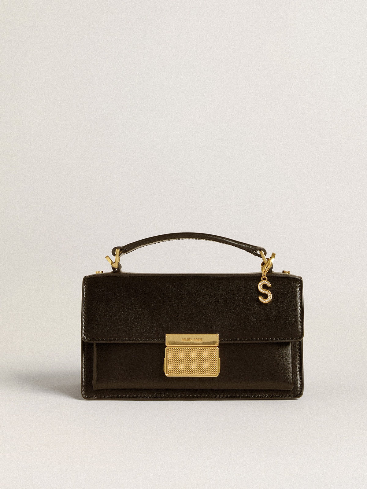 Letter S charm in gold-colored brass with crystals| Golden Goose