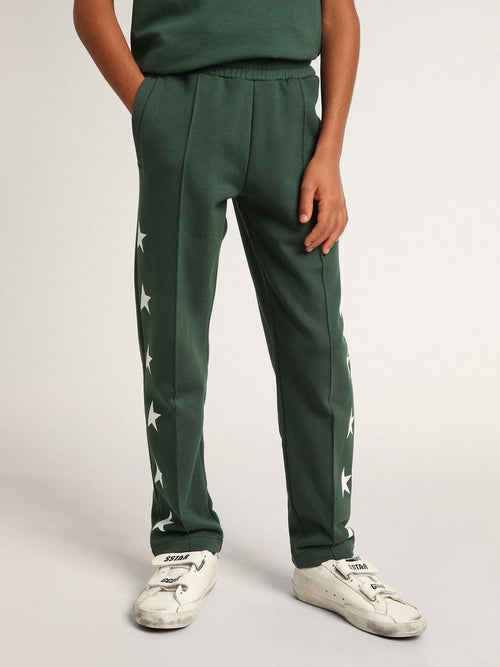 Bright green joggers with contrasting stars| Golden Goose