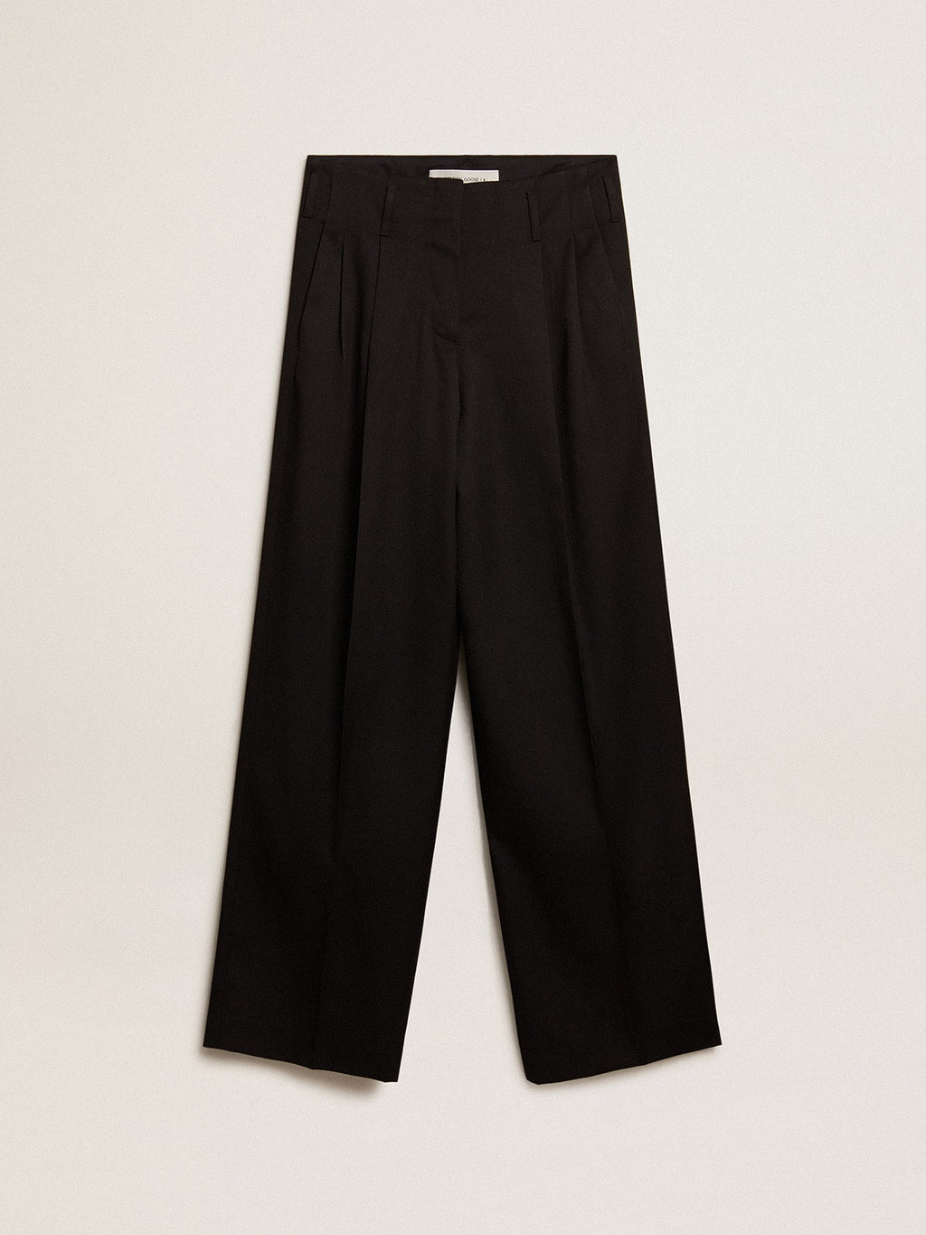 Women's black wool gabardine pants| Golden Goose