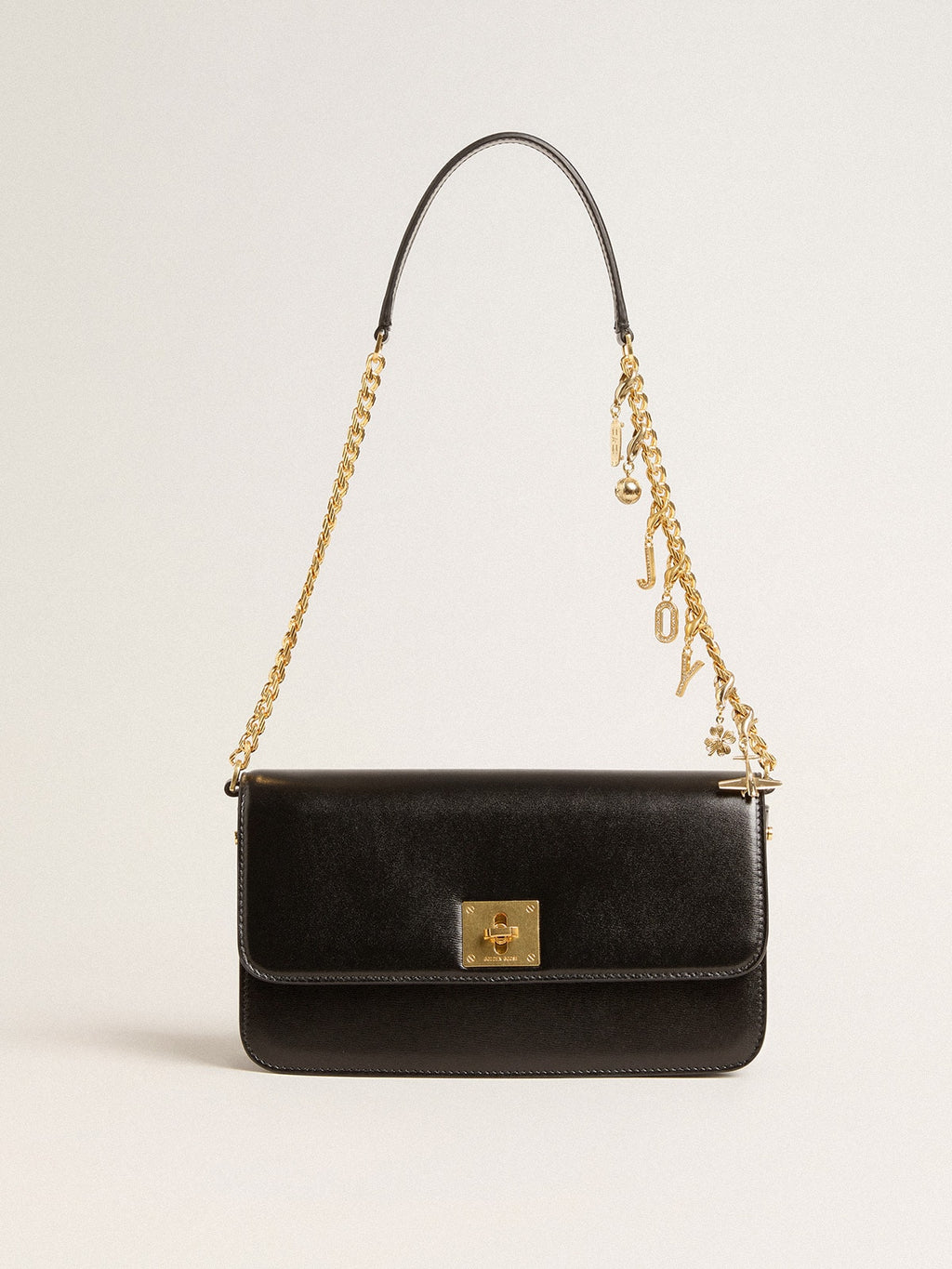 Gioia Bag in black boarded leather with gold details| Golden Goose