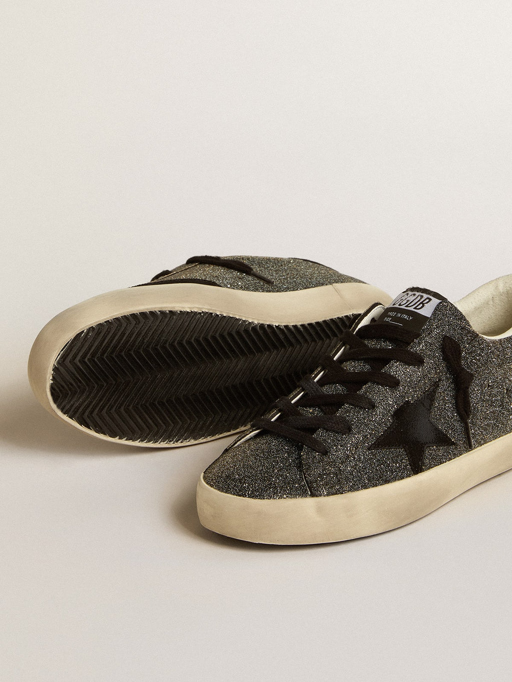 Women's Super-Star in black Swarovski crystals with black suede star| Golden Goose