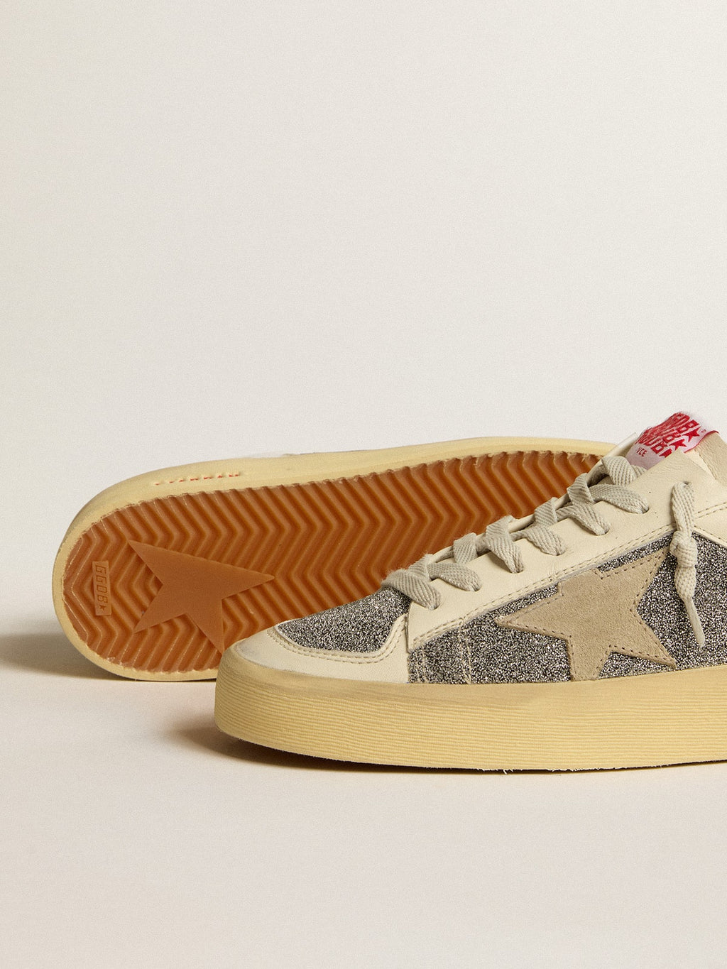 Women's Stardan in suede with sand star and silver Swarovski crystal inserts| Golden Goose