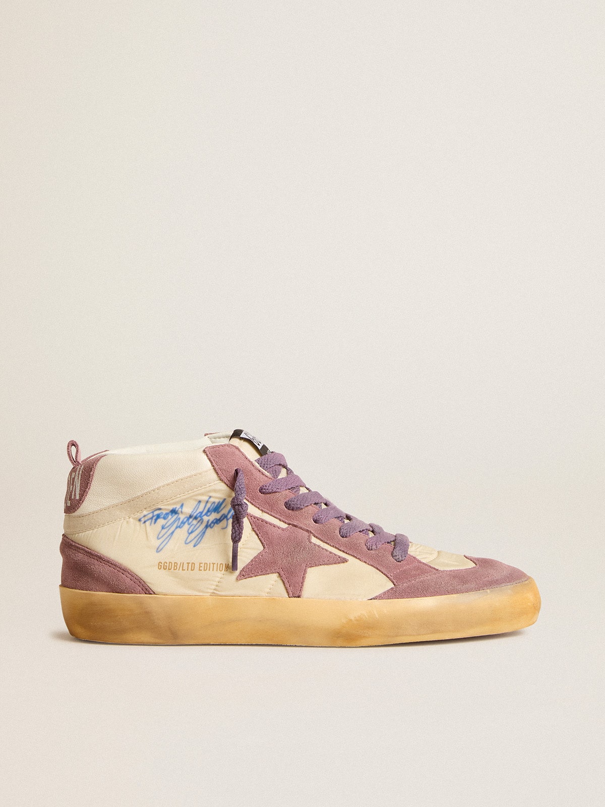 Women's Mid Star LAB in nylon and nappa with mauve suede star| Golden Goose
