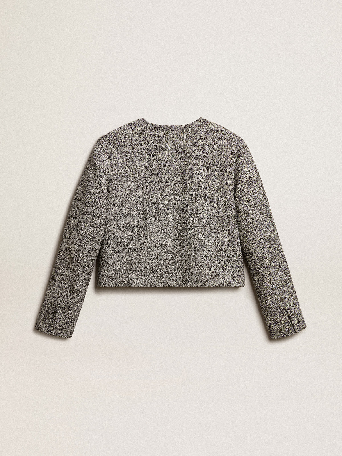 Boxy cropped jacket in gray bouclé fabric| Golden Goose