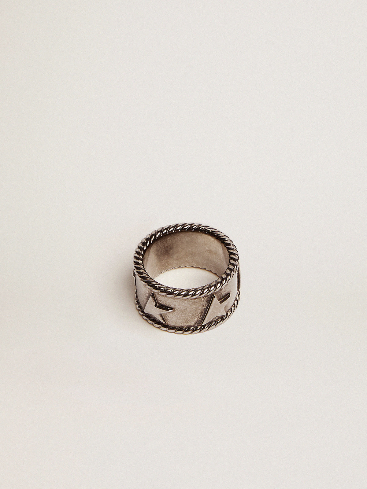 Band ring in antique silver color| Golden Goose