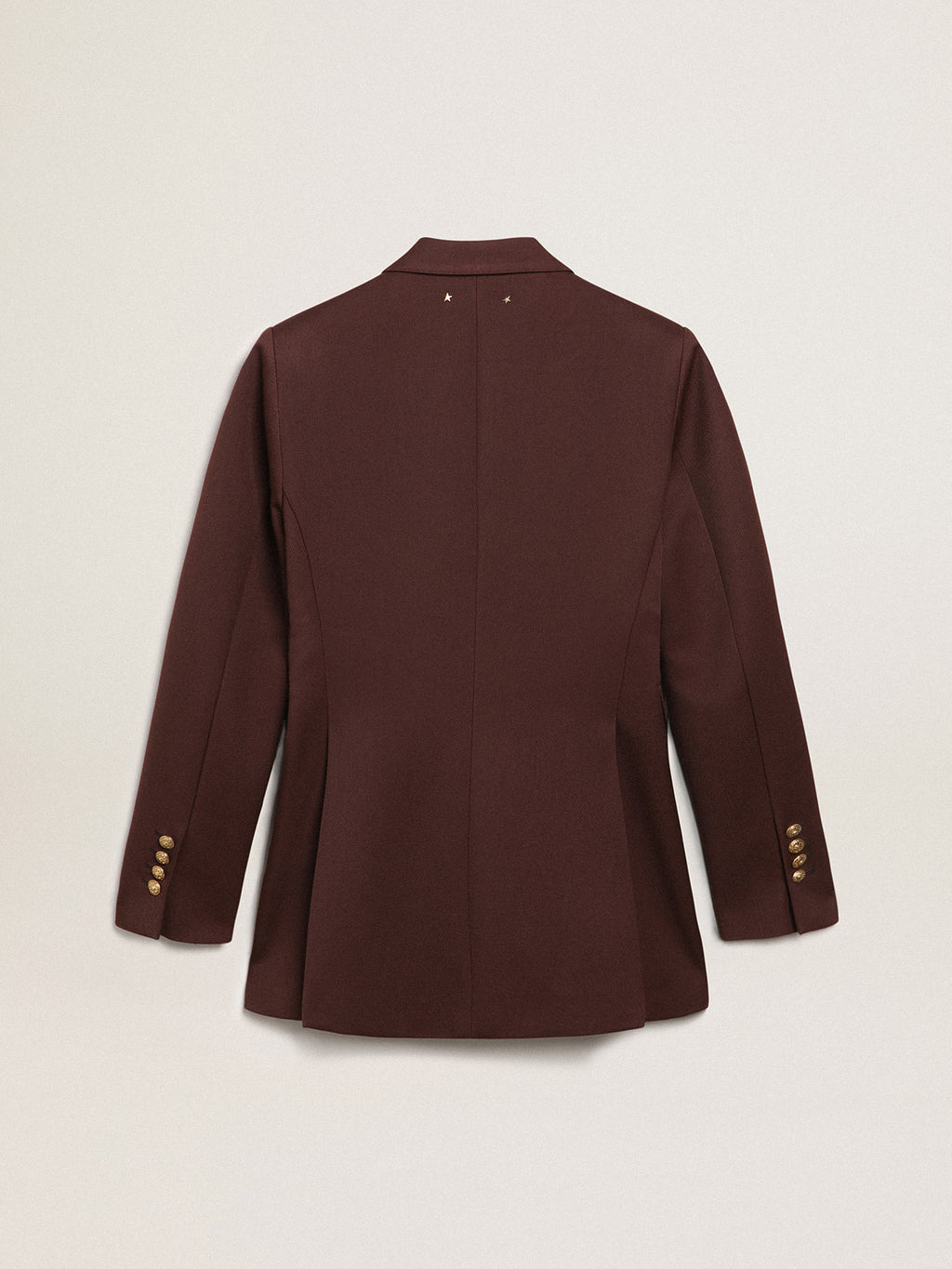 Women's double-breasted blazer in coffee-colored wool gabardine| Golden Goose