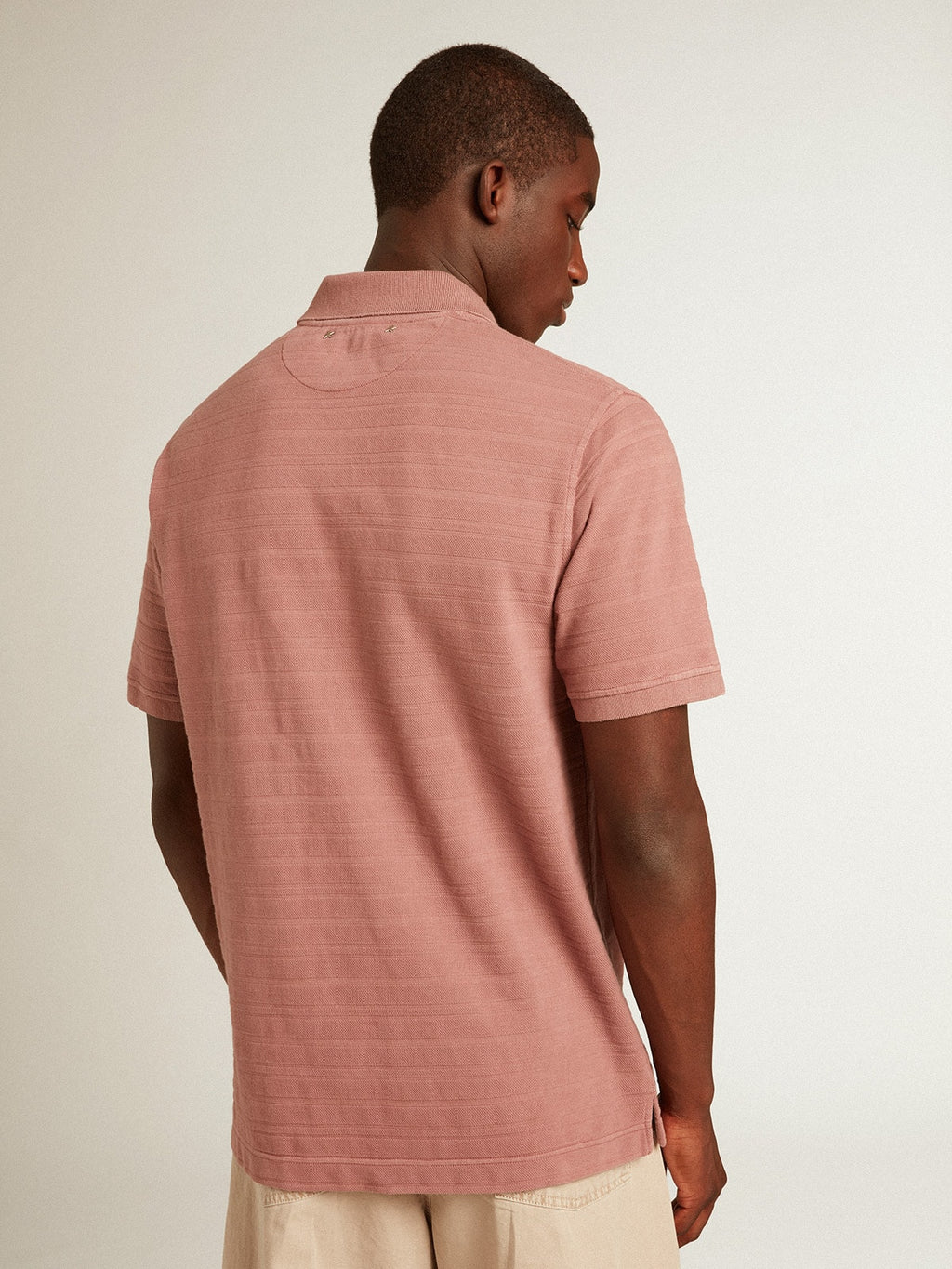 Taupe pink-colored cotton piquet polo shirt| Golden Goose
