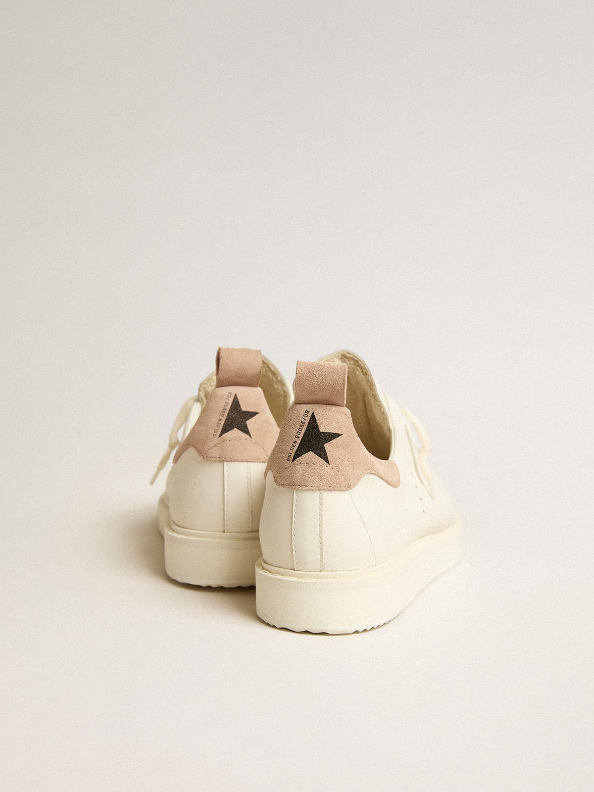 Men's Starter in white leather with light brown nubuck heel tab| Golden Goose