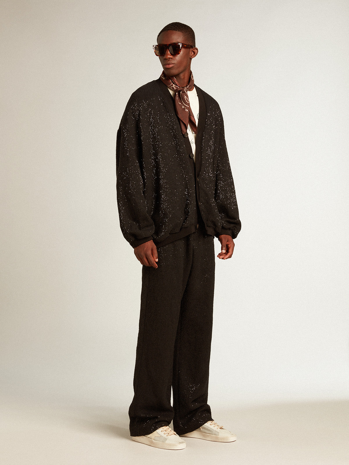 Stardan in nappa leather and ripstop fabric with cream star and green heel tab| Golden Goose