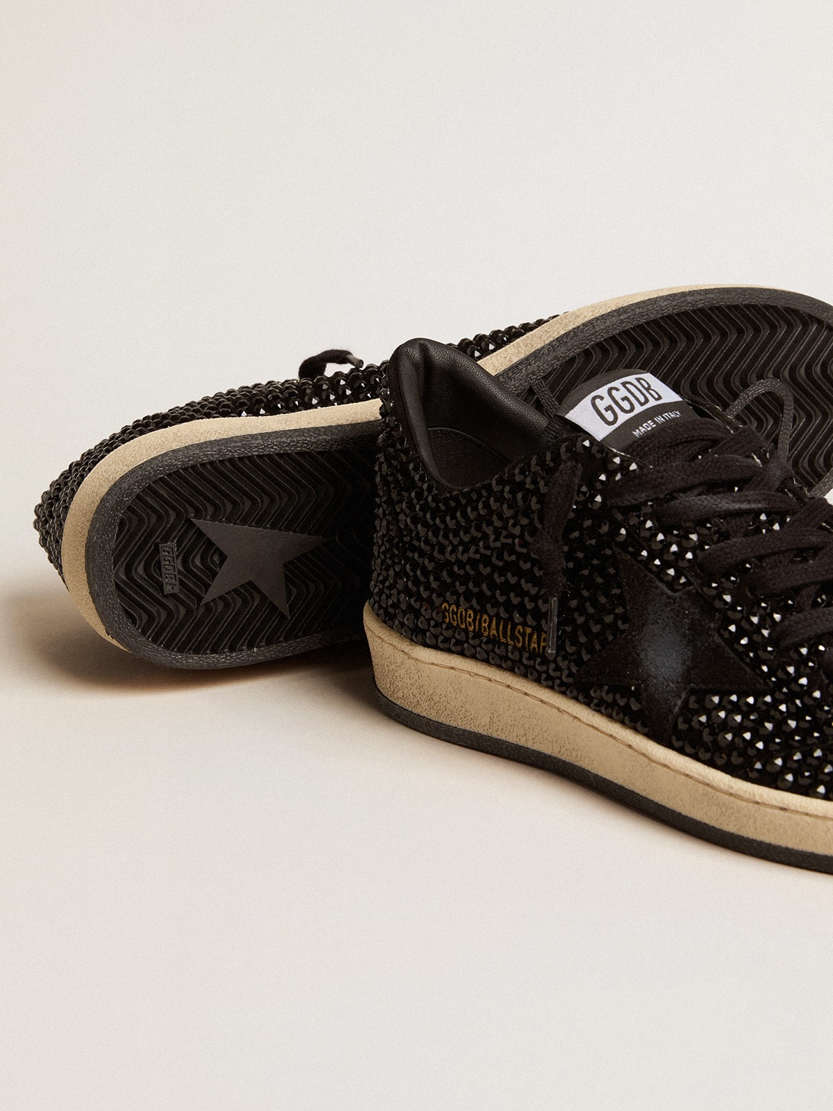 Ball Star in suede with black Swarovski crystals and black suede star| Golden Goose