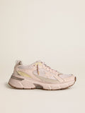 Women's Lightstar with pink leather and mesh upper and pink star| Golden Goose