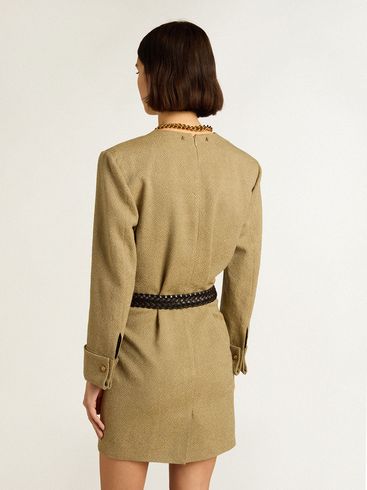 Pale beech-colored short woolen dress| Golden Goose