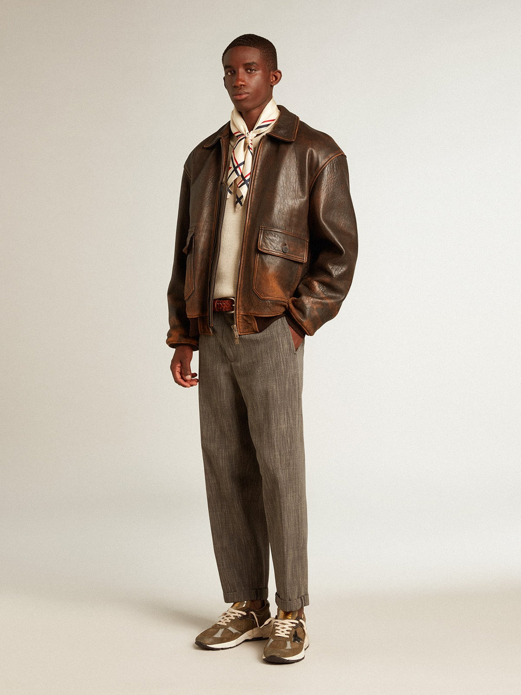 Men's chinos in gray melange wool blend