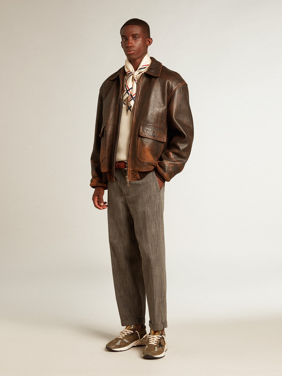 Men's chinos in gray melange wool blend