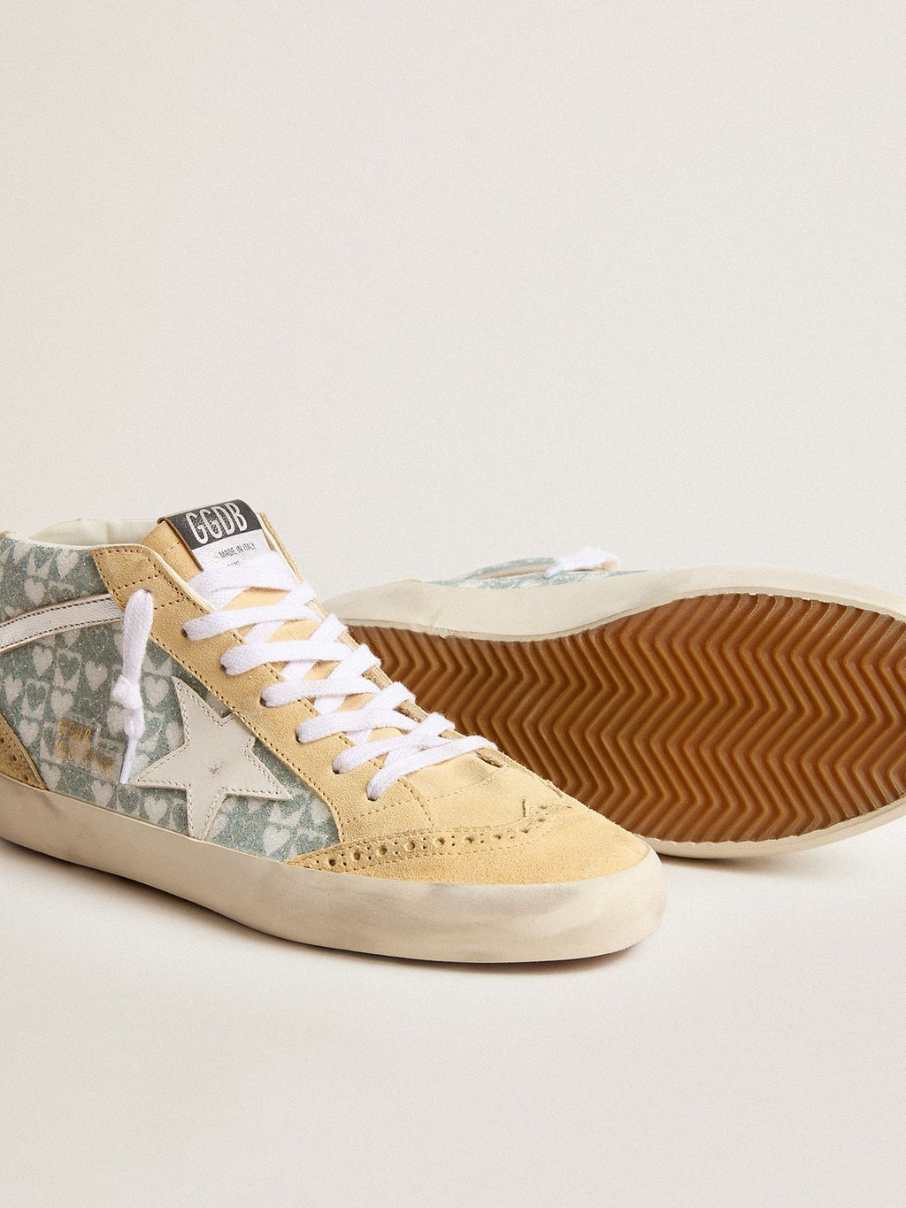 Mid Star with heart print in Swarovski crystals and silver flash| Golden Goose