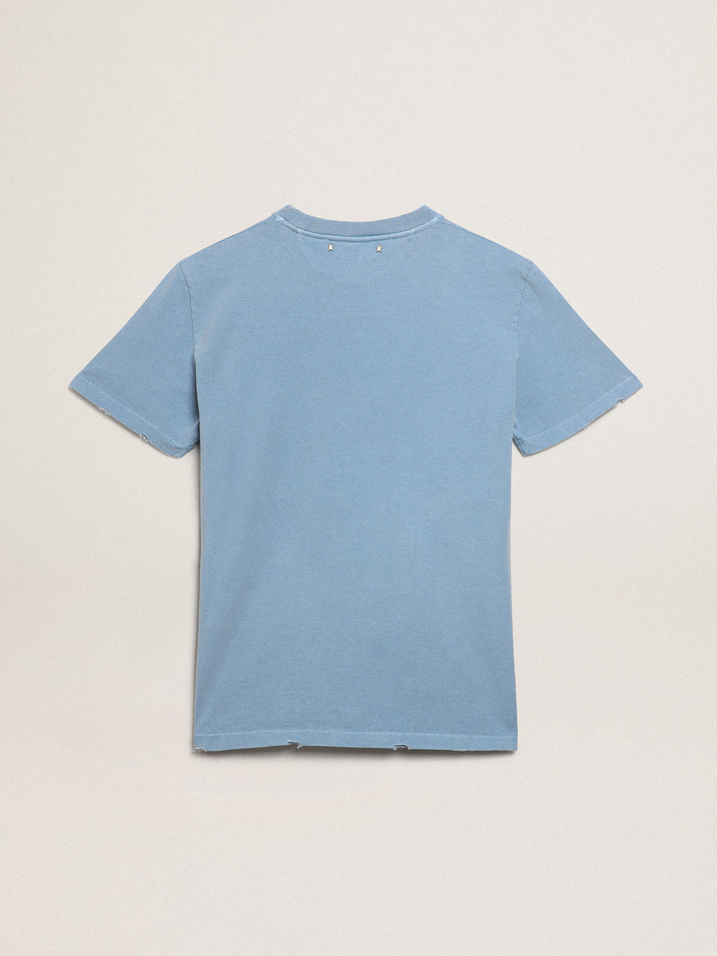 Women's harbor blue T-shirt with tone-on-tone Golden lettering| Golden Goose