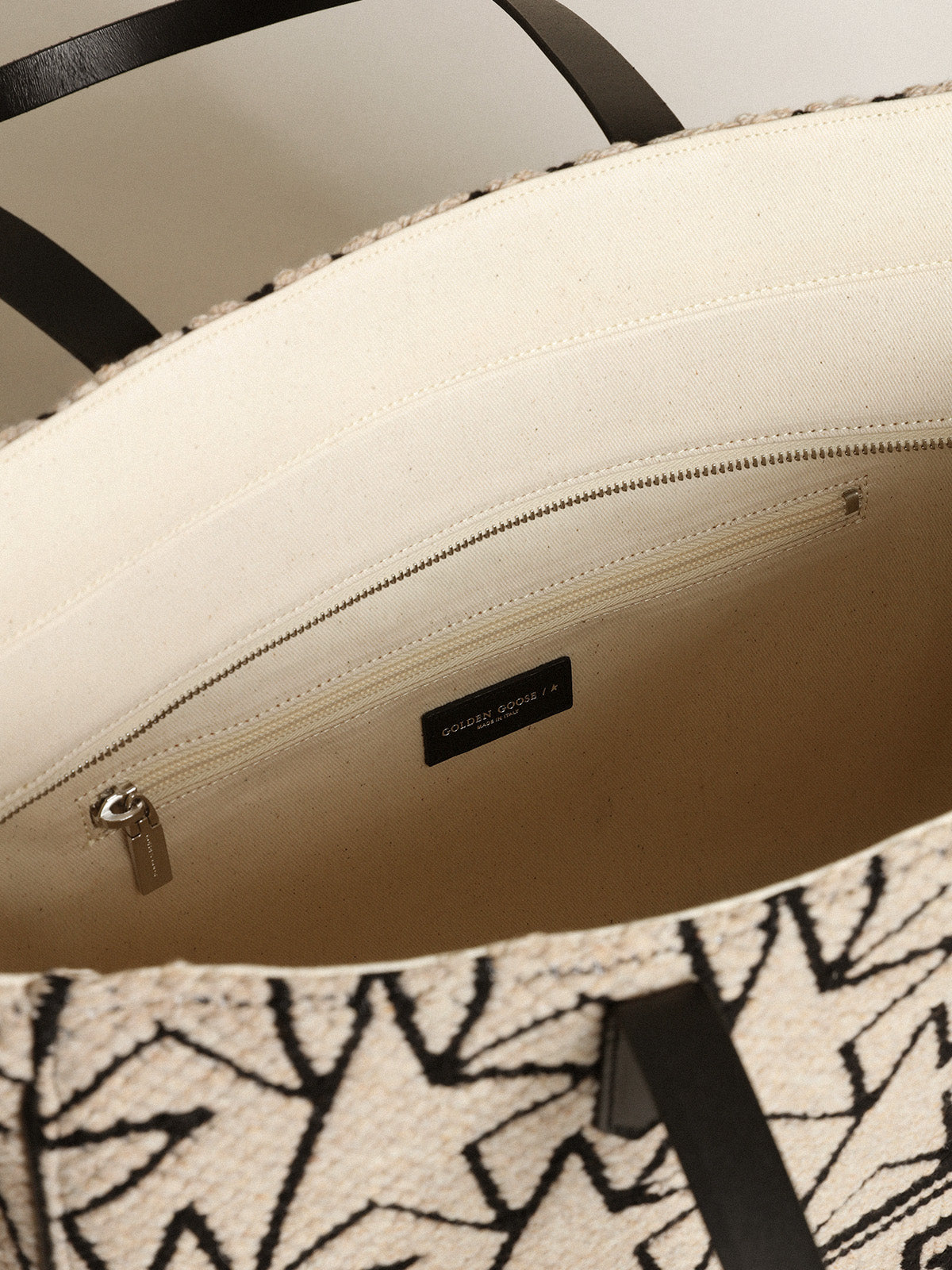 Women's California Bag East-West in milk-white jacquard wool| Golden Goose