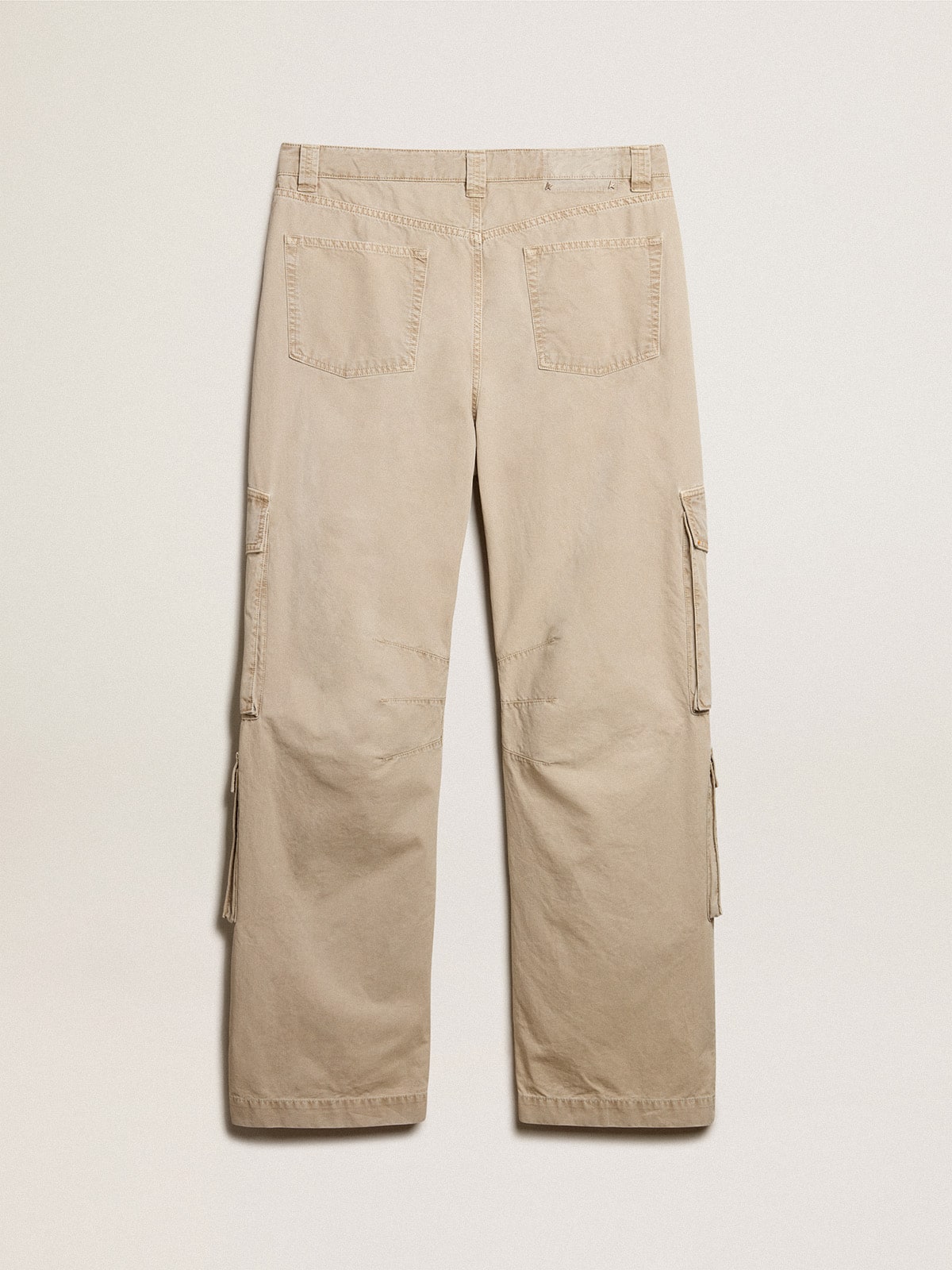 Men's khaki-colored cotton cargo pants| Golden Goose