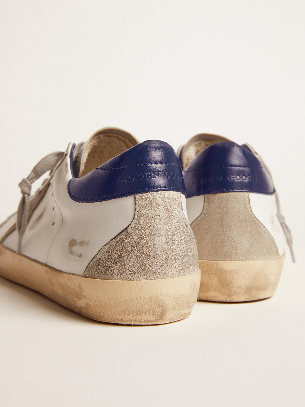 Men's Super-Star with suede star and blue heel tab| Golden Goose