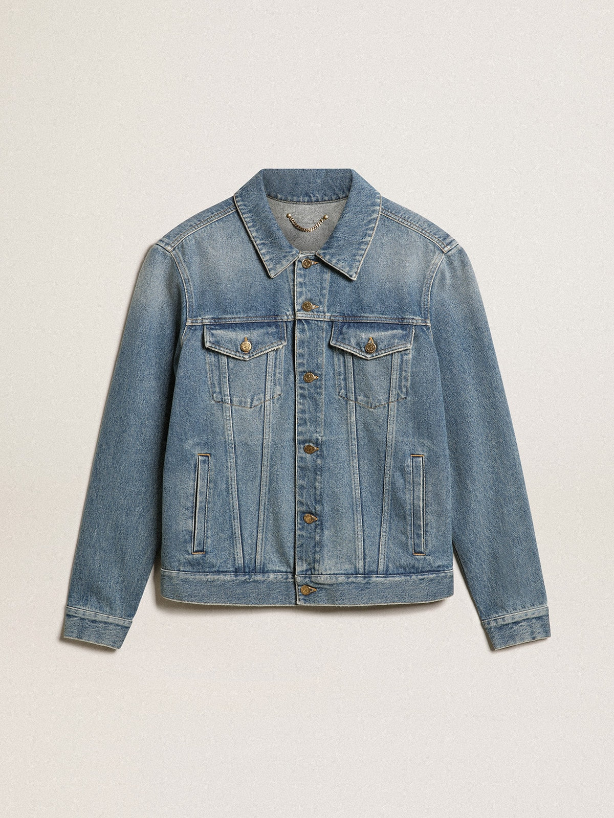 Men's denim jacket with medium wash| Golden Goose