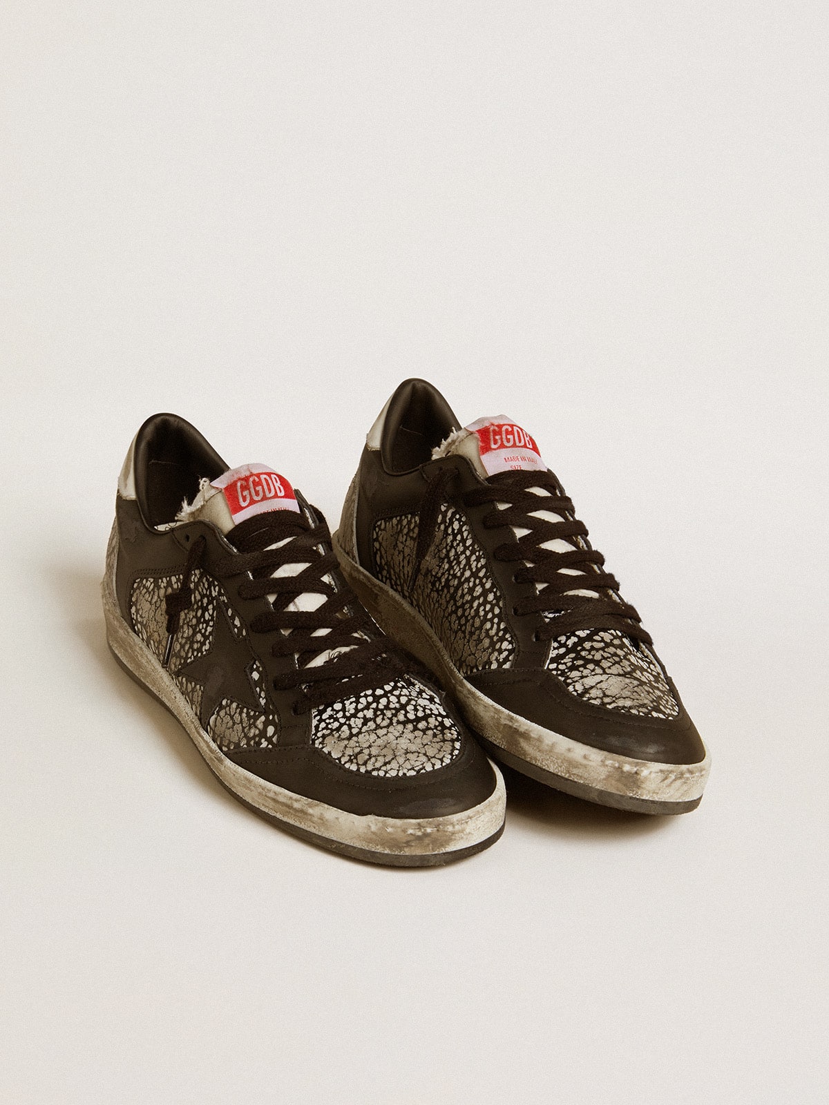 Women's Ball Star in elephant-print leather with black leather star| Golden Goose