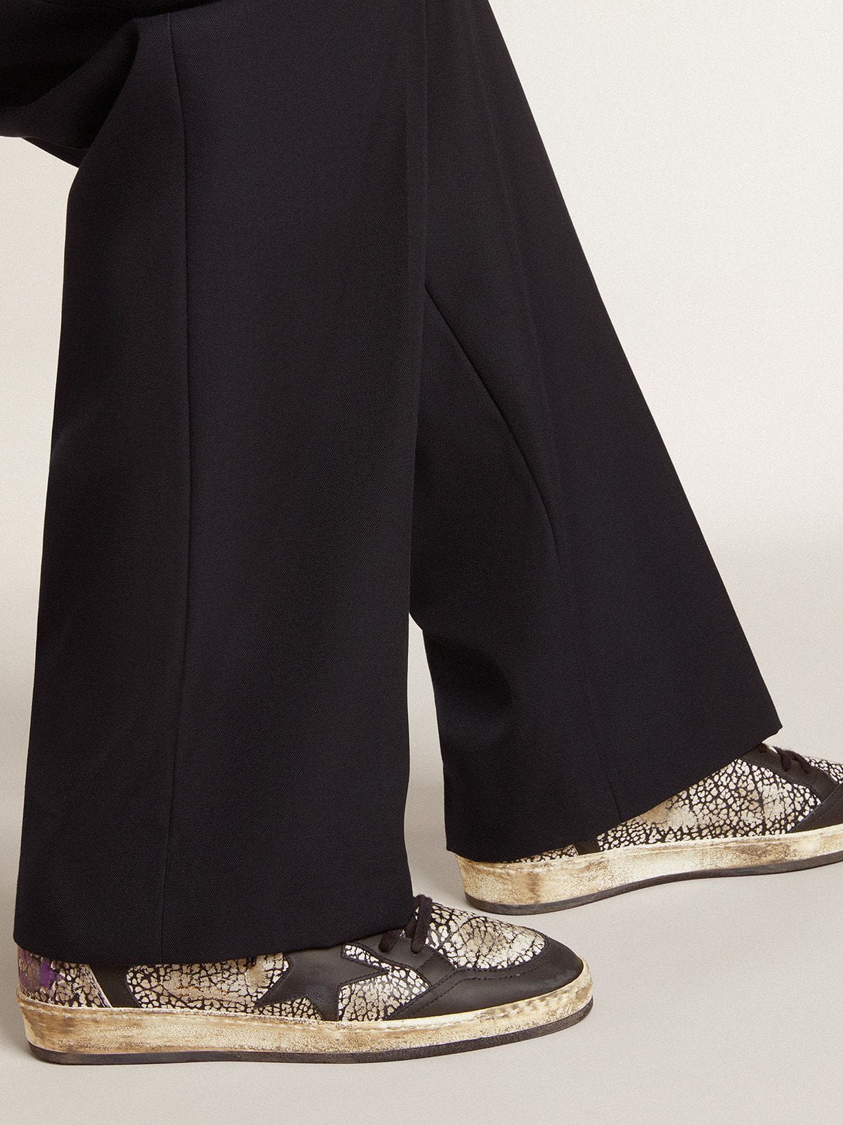 Men's Ball Star in elephant-print leather with black leather star| Golden Goose