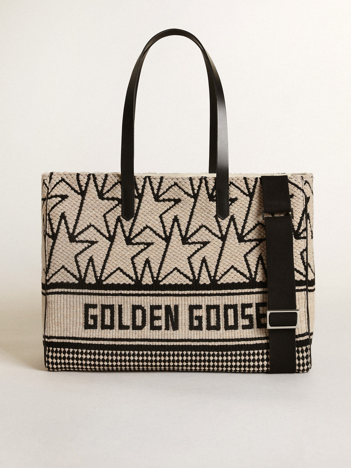 Women's California Bag East-West in milk-white jacquard wool| Golden Goose