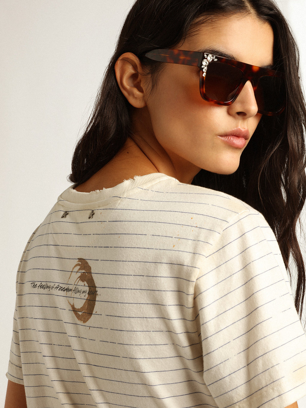 White T-shirt with vintage notebook effect| Golden Goose