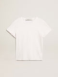 Women's white T-shirt with distressed treatment| Golden Goose